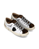 sneakers donna philippe model paris prld vxa2 prsx low woman veau mixage animalier blanc