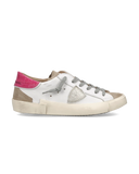 sneakers donna philippe model paris prld vxc1 prsx low woman veau mixage croco blanc fucsia