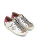 sneakers donna philippe model paris prld vxc1 prsx low woman veau mixage croco blanc fucsia